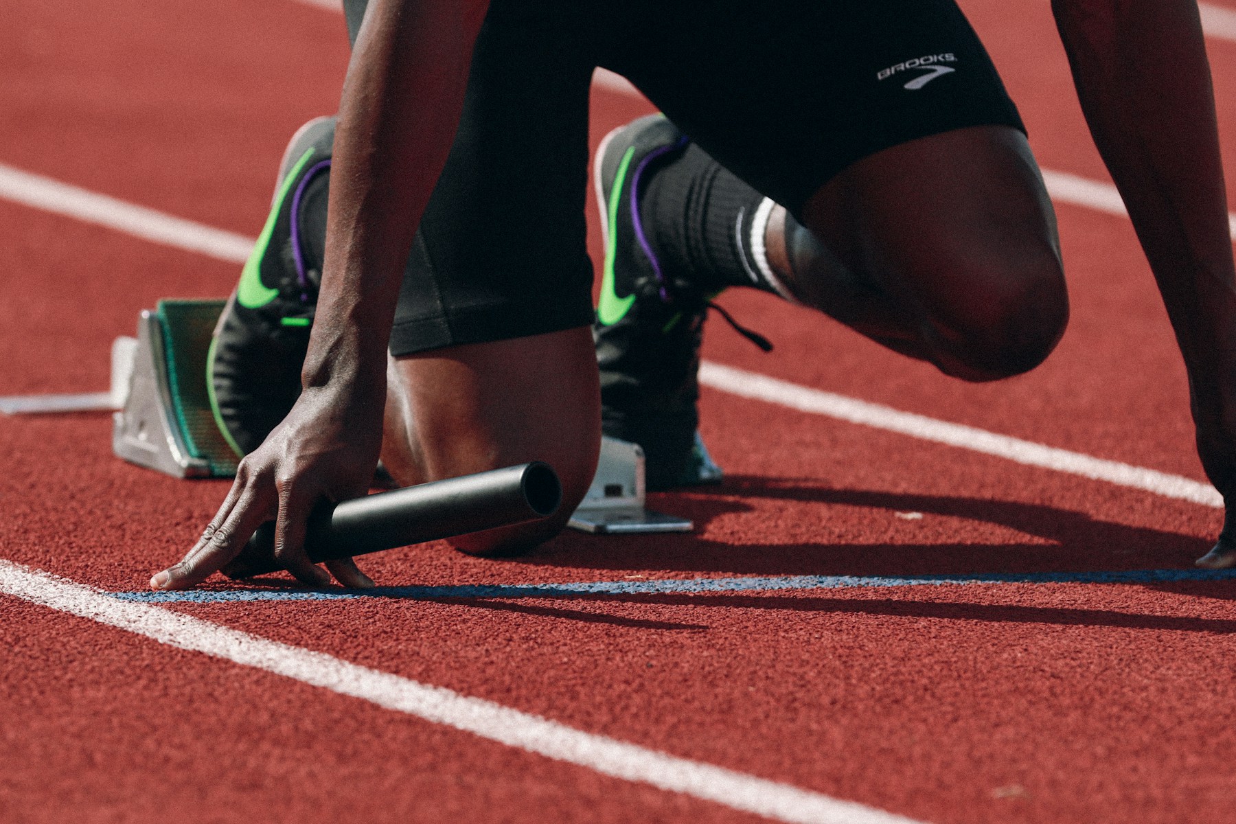 Track athlete preparing to compete