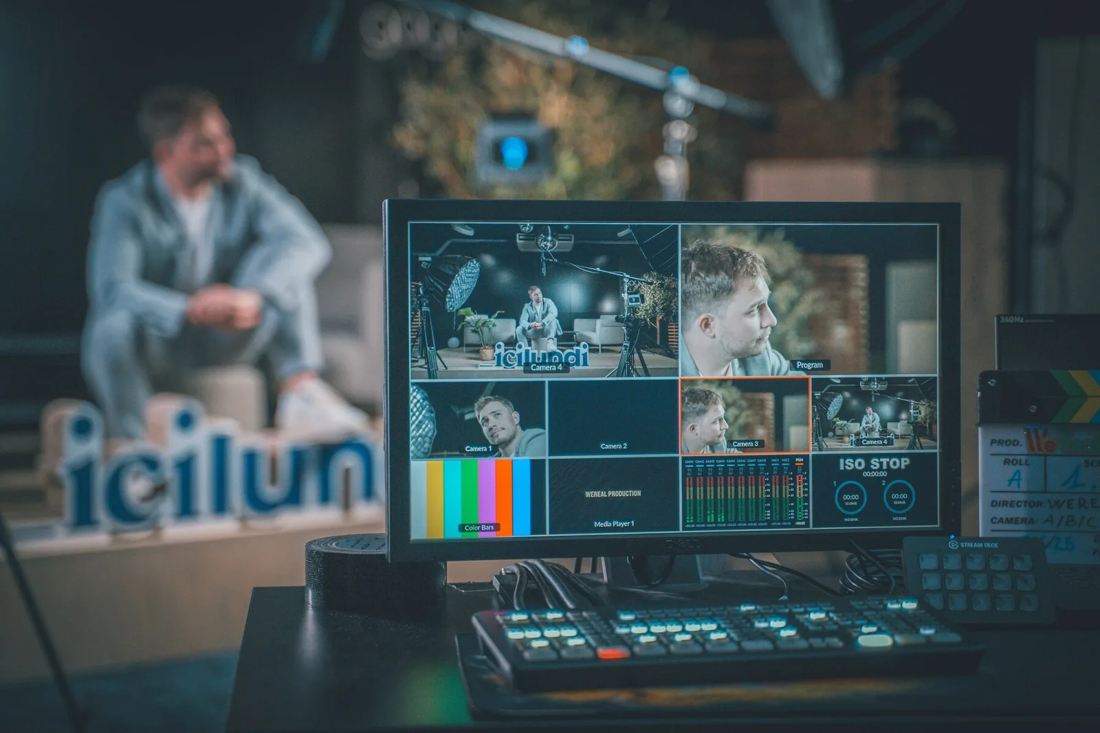 Professional broadcast production control room