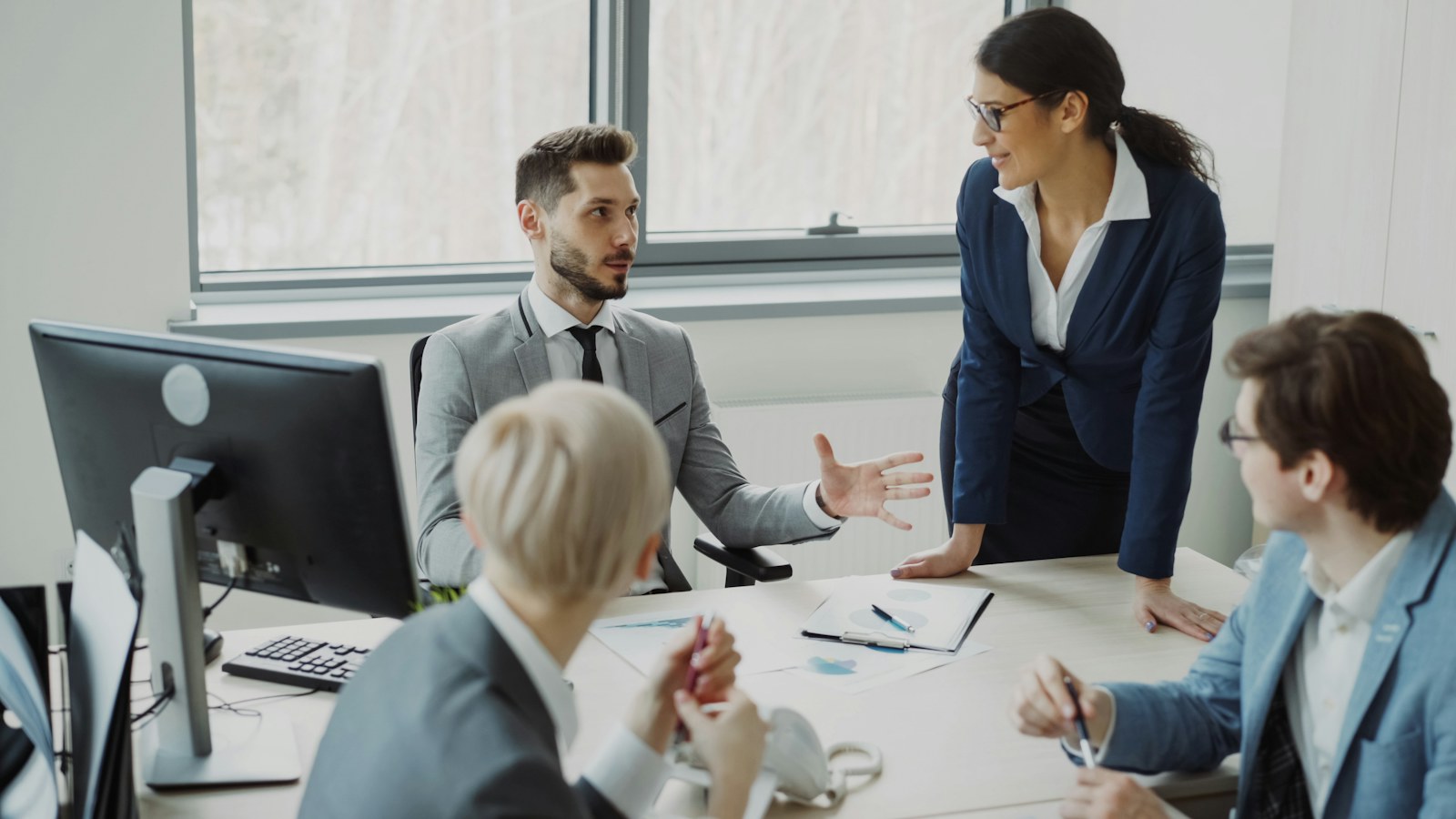 Business team discussing a marketing project